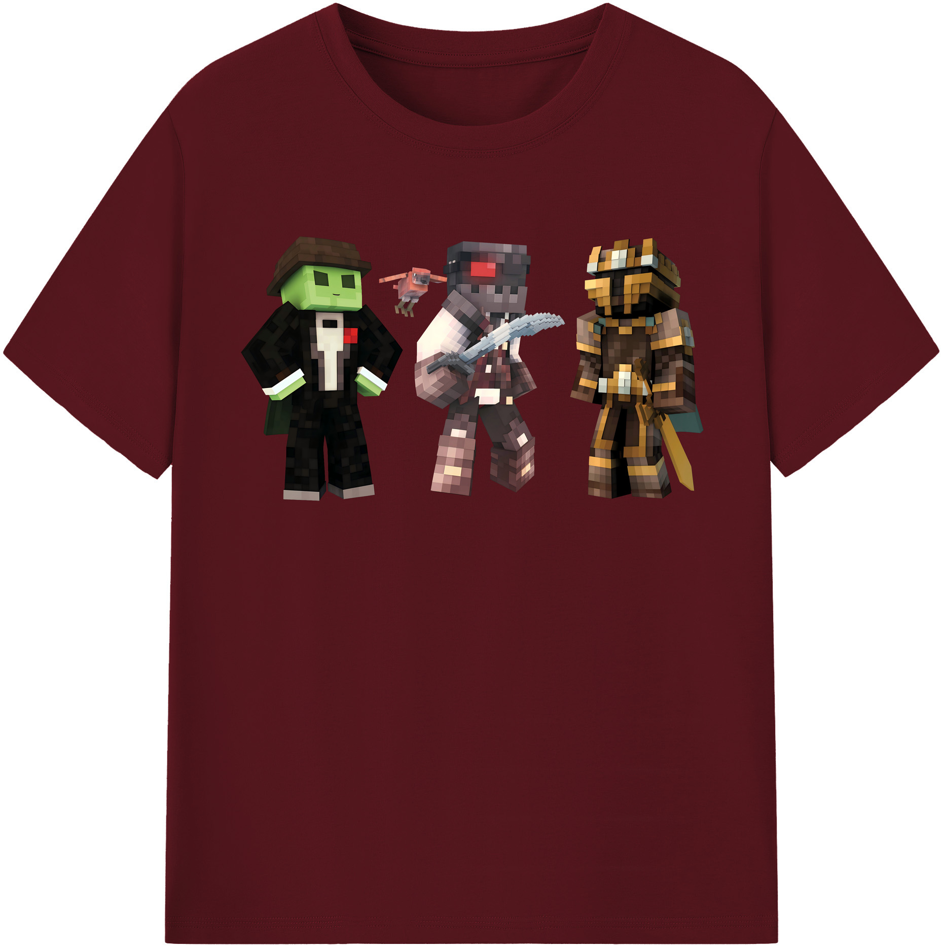 （画像用） マインクラフト ブロックの世界 Minecraft MC Block world 綿100％半袖Tシャツ（フロントプリント）
